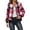 Hot Pink, variant on Brushed Plaid Zip Up Bomber Jacket for Women, Ribbed Collar Long Sleeve, Casual Commuter Fall Outerwear, 1 Piece, S-XXL, Plus Size Friendly