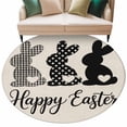 thumbnail image 6 of Happy Easter Rabbits Round Rug 6ft Washable Circle Kitchen Rugs Non Slip Black Plaid Polka Dots Rabbits Beige Large Area Rug Indoor Floor Carpet for Bedroom Living Room Home Office Dining Room, 6 of 8