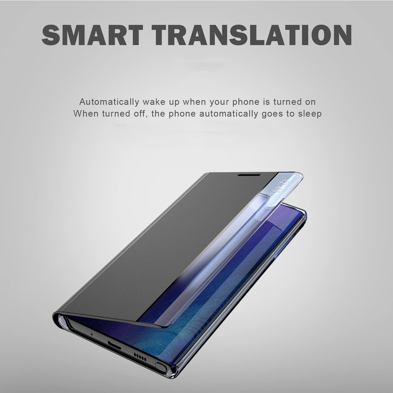 Phone Case for Samsung Galaxy S23/S23 Ultra/S23 Plus, Leather Cover with Kickstand, Window View Function and Smart Hibernation Flip, Shockproof Protective Cover