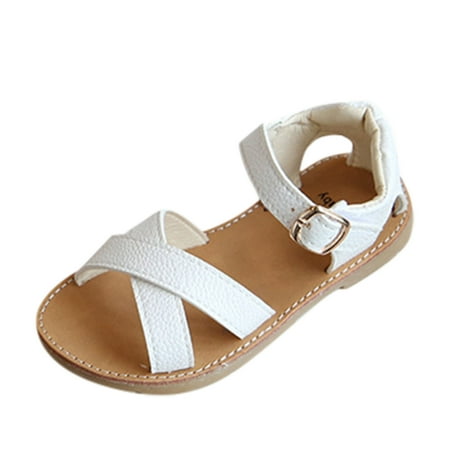 

Betiyuaoe Girls Sandals Toddler Kids Baby Solid Rubber Non-Slip Shoes Cross