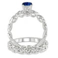 thumbnail image 3 of Classic Art Deco 6mm Round Cut 2 Carat Blue Sapphire And Moissanite Diamond Wedding Ring Infinity Antique Bridal Set On 10k White Gold, 3 of 3