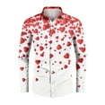 thumbnail image 4 of Fgvctg Long Sleeve Button Down Shirts for Men Cotton Blouse Romantic Date Day Love Heart Print Shirt Plus Size Collared Business Casual Tops Red 2XL, 4 of 4