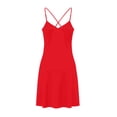 thumbnail image 6 of Aimik Nightgown Dress for Women Summer Solid Color Bedroom Mini Dress Knee Length Glossy Soft Sleepwear Slip Dress, 6 of 6