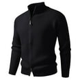 thumbnail image 4 of DHFJKG Men's Zip Up Knitted Jacket Cardigan Sweater Slim Fit Two-Way Zipper Stand Collar Long Sleeve Solid Color Sweater Coat Autumn Winter Leisure Outerwear, 4 of 4