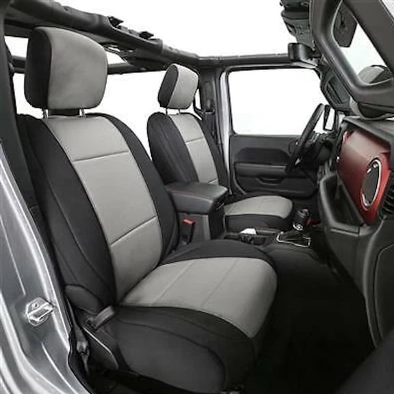 KarParts360 For Jeep Wrangler (JL) 2018 19 20 21 2022 Seat Cover Kit | Front And Rear | Black And Gray | 4-Door | Neoprene | Non-Rubicon Models