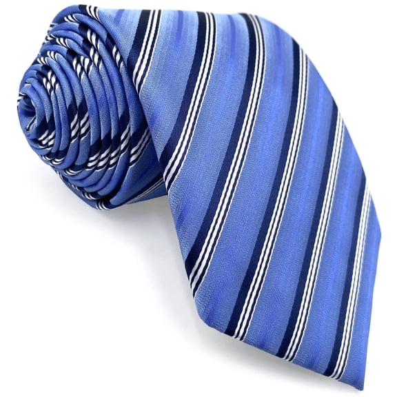 Men's Necktie Light Blue Azure Striped Tie Formal Classic Size 57.5"×3.15"