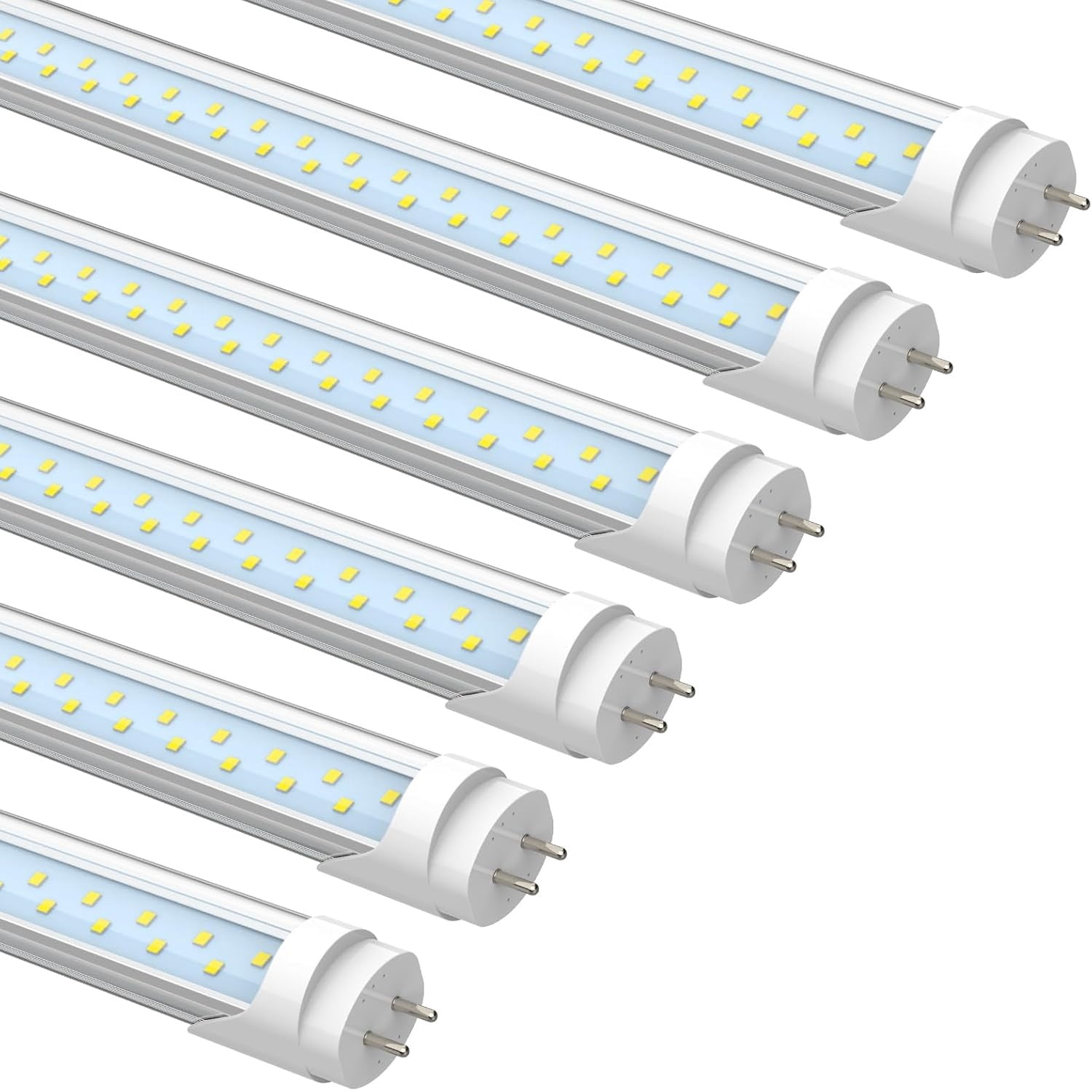 4FT T8 LED Type A+B Tube Light Bulbs, 24W 5000K 3200LM, Plug and Play or Ballast Bypass, 4 Foot T12 LED Replacement for Flourescent Tubes, Dual-end Power, Clear, Warehouse Shop Lights (6-Pack)