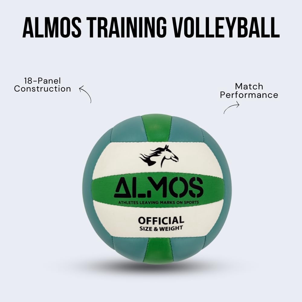 Almos Training Volleyball for Club, Indoor and Outdoor Play, Official Size 5 – Green  Turquoise
