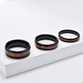 thumbnail image 2 of PAMTIER Men's Personality Trendy 6MM Hawaiian Koa Brown Wood Grain Inlay Dome Tungsten Carbide Ring Comfort Fit Wedding Band Black Size 11, 2 of 4