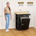 thumbnail image 5 of Veanerwood Kitchen Island with Drop Leaf - Trash Cabinet Tilt Out 10 Gallon Storage, Portable Cart with Rubberwood Top, Spice Rack, and Drawers for Dining Room, 5 of 8