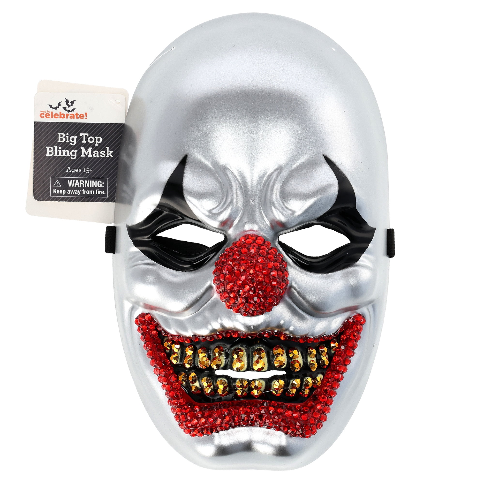 Big Top Bling Mask Costume Accessory for Adults, Silver, Halloween by Way To Celebrate