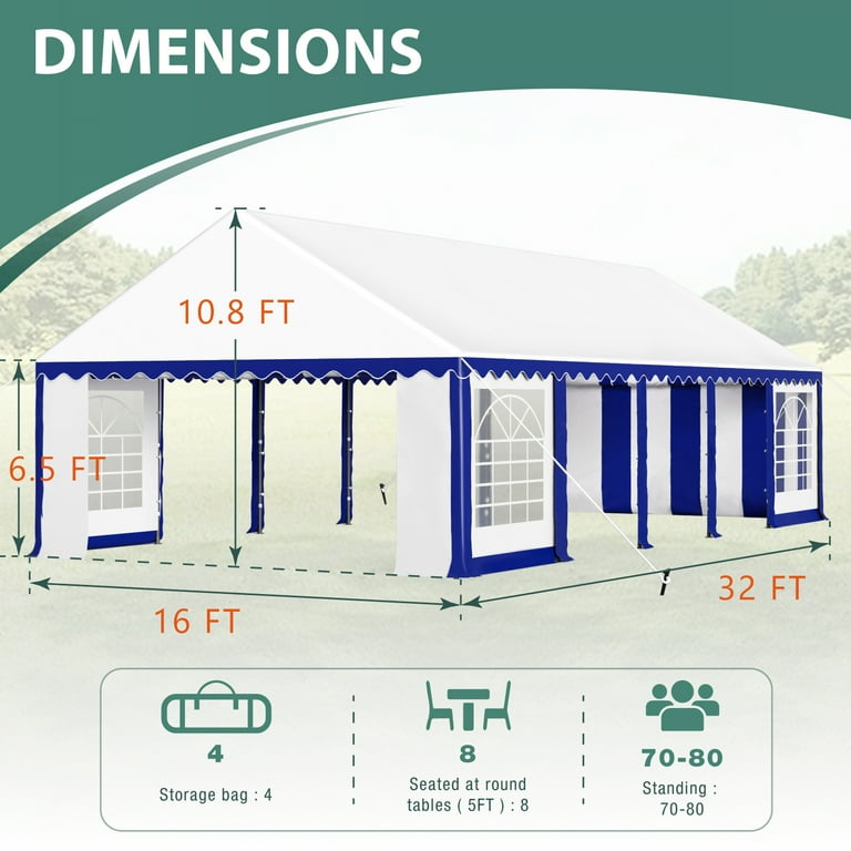 Summit Living 16'X32' Party Tent Outdoor Event Shelter Canopy