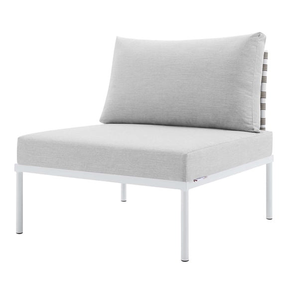 Sofa Middle Chair, Sunbrella, Aluminum, Metal, Steel, Grey Gray, Modern Contemporary Urban Design, Outdoor Patio Balcony Cafe Bistro Garden Furniture Hotel Hospitality