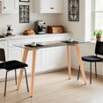 thumbnail image 3 of Ivinta Small Glass Console Table with Solid Wood Legs for Entryway, Hallway, 3 of 9