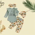 thumbnail image 2 of mgoYE Baby Girl Clothes Newborn New To The Crew Baby Girl Outfit Newborn Coming Home From Hospital Outfits Ribbed Romper Bodysuit Floral Pants Set 4PCS Sets(Green,0-3 Months), 2 of 6