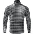thumbnail image 3 of Mens Long Sleeve Basic Design Turtleneck Plaid Tops Slim Fit Houndstooth Printed Thermal Pullover Sweaters Big and Tall, 3 of 5