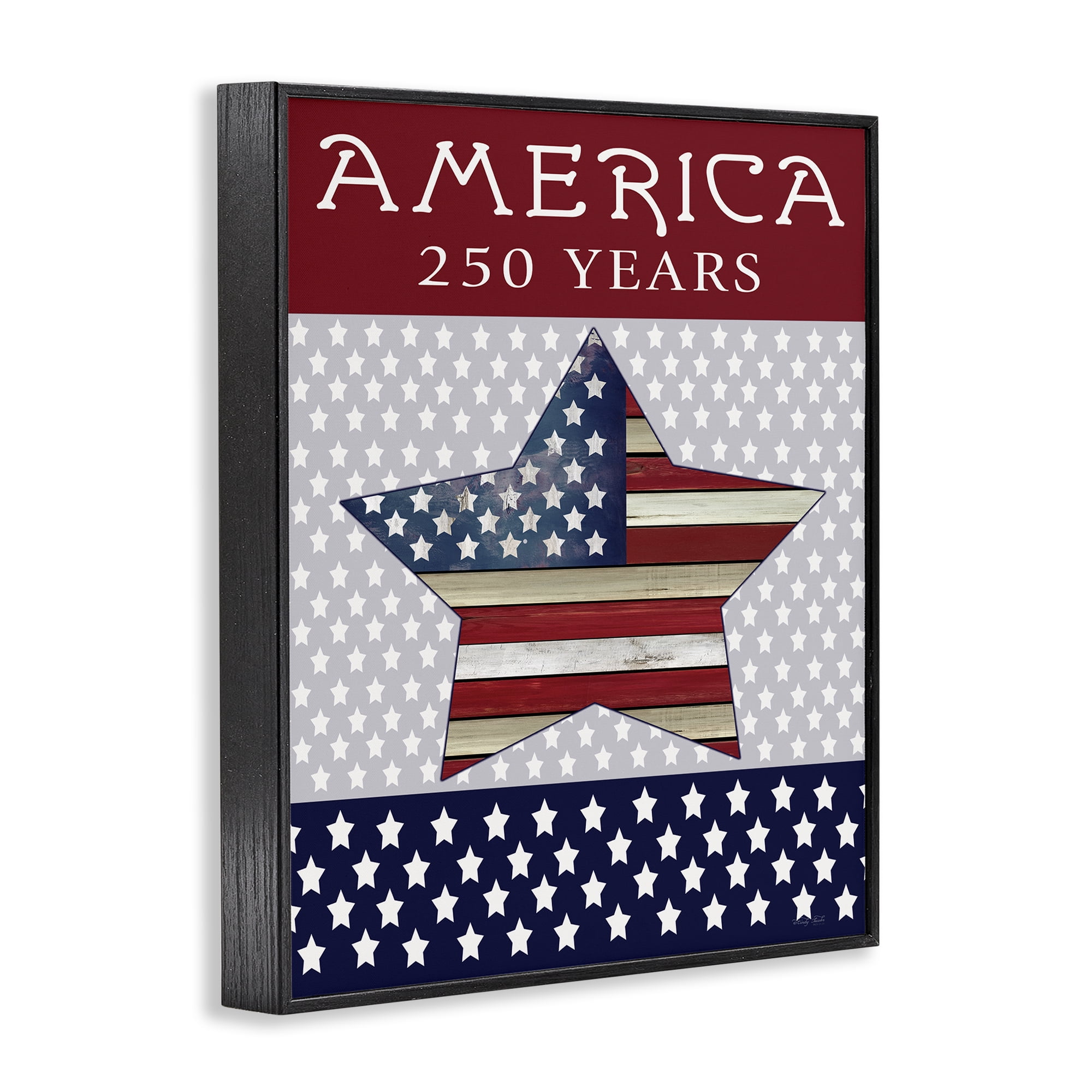 Stupell Industries Historic America 250 Years Black Framed Giclee Art, design by Cindy Jacobs