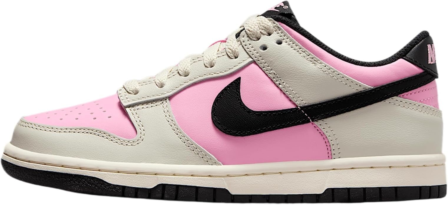 Nike Dunk Low Basketball Shoes for Big Kids in White/Smoke