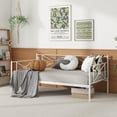 thumbnail image 2 of Sofá cama individual, cama de metal con listones y rieles de metal resistentes, estructura 2 en 1, adecuado para sala de estar, habitación de invitados, no requiere somier, fácil de montar, blanco,1, 2 of 2
