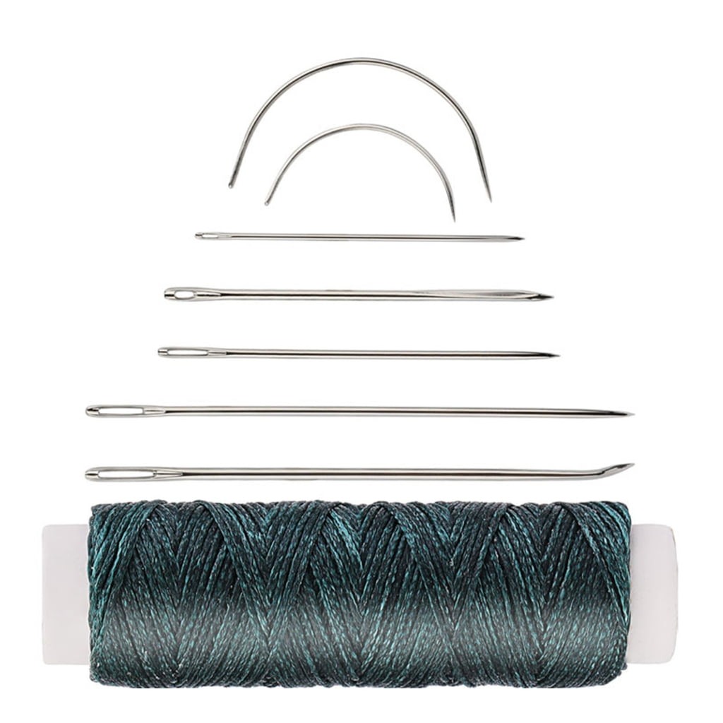 10 Set Leather Sewing Needle Set with Waxed Thread Curved Needle Upholstery Needle for Canvas Repair Craft Project