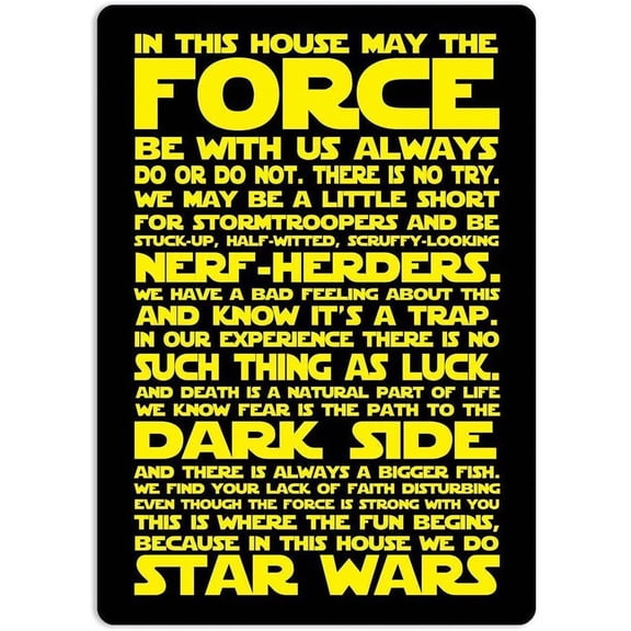 in This House We Do Starwar Yellow Metal Plaque Tin Wall Sign Retro Iron Painting Warning Wall Poster for Cafe Pub Bar Gaming Room Wedding Gift