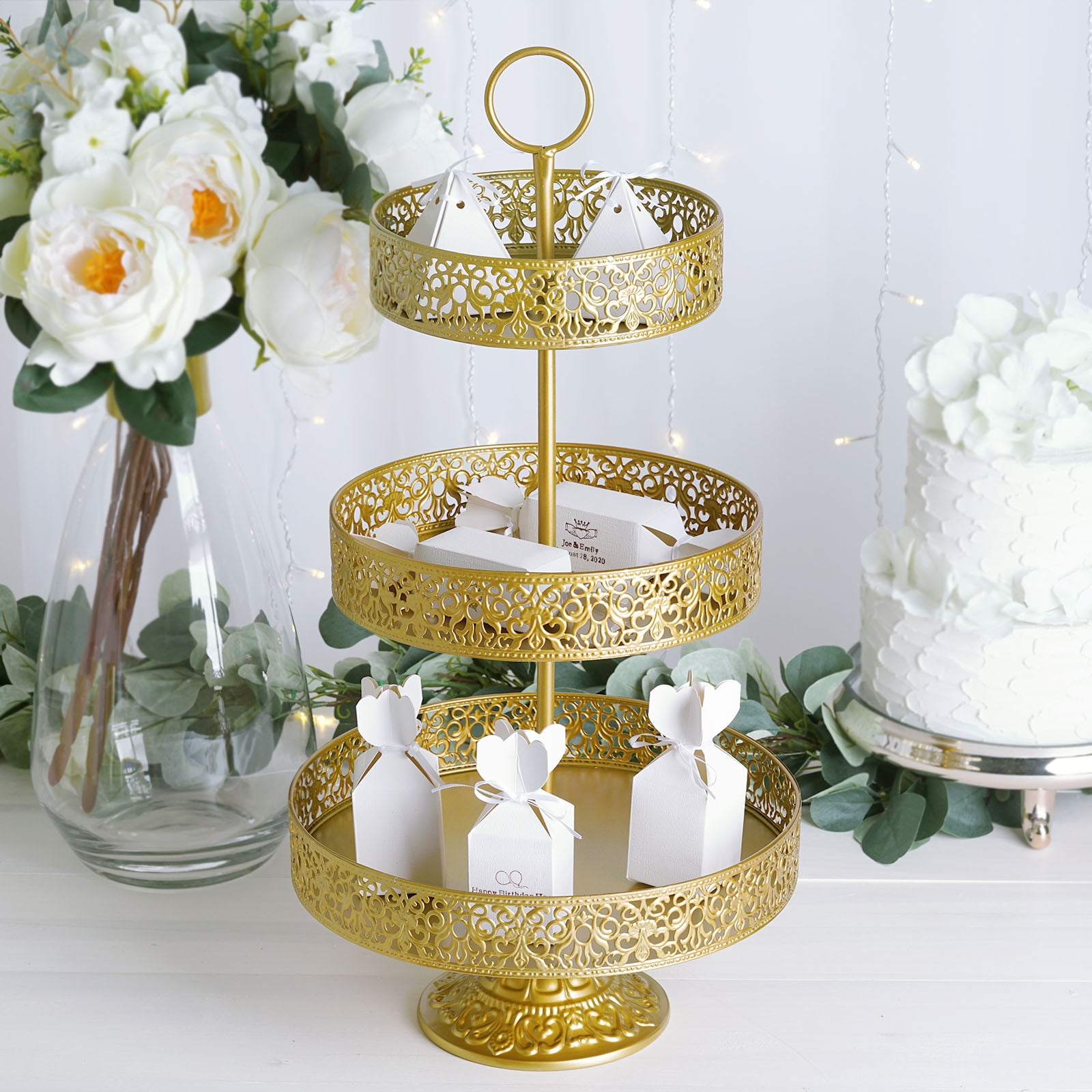 Wedding Cake Stand- 7| 9| 11 Gold Geometric Cake Stand Set REVERSIBLE Dessert Display Cake Riser Food Display