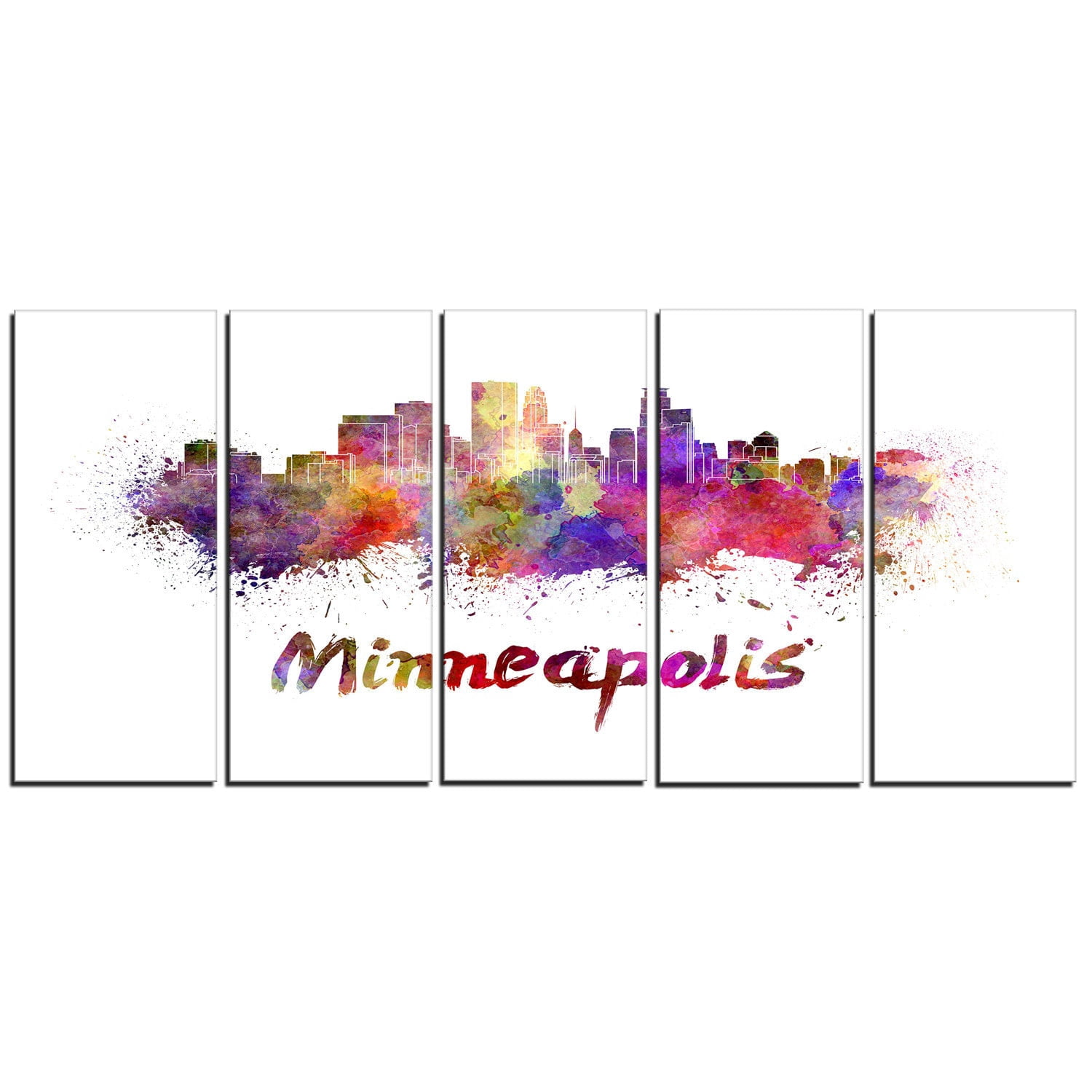 Minneapolis Skyline 40.00" x 30.00" Painting Art Prints, by Designart