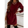 thumbnail image 2 of Long Sleeve Tunic Dress, Pleated Breathable Casual Ruffle Loose Mini Dress Stylish Polyester For Dating ANGGREK Otros, 2 of 7