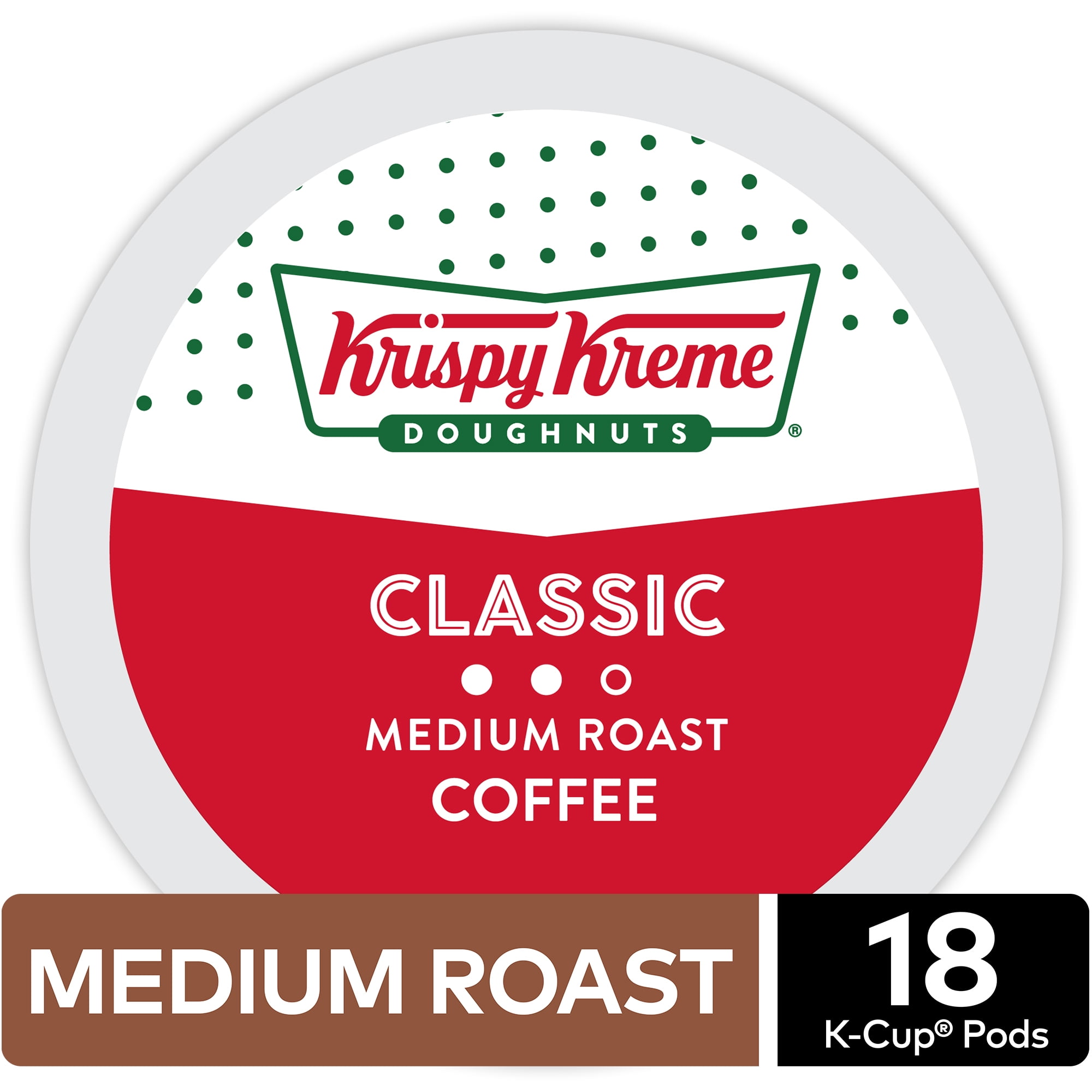 Krispy Kreme Classic K-Cup Coffee Pods, Medium Roast, 18 Count for Keurig Brewers