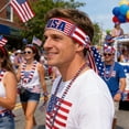 thumbnail image 5 of Patriotic Stars and Stripes Wide Headband, 1776-2026 USA 250th Anniversary Crisscross Hair Band, Sweat-Wicking Elastic Athletic Head Wrap for 4th of July BBQ, Sports & Independence Day Events, 5 of 8