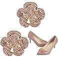 Lawq FINGERINSPIRE 2PCS Crystal Shoe Clips 1.7x1.6 inch Luxury Rhinestones Charms Light Gold Exquisite Flower Shoe Buckles Shoes Jewelry Decoration with Box for Women Pumps Flats Clutch A415