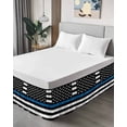 thumbnail image 4 of Blue White American Police Flag Bed Skirt King Size,Honoring Law Enforcement Officers Wrap Around Bed Skirting with Elastic Strap,Dust Ruffled Pleated Bedskirts 18 Inch Drop for Bedroom Beds, 4 of 9