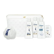 Dove 6-Pc Fly Beautiful Travel Gift Set with BONUS Pouf & Makeup Bag (Body Wash, Shampoo, Conditioner, Deo)