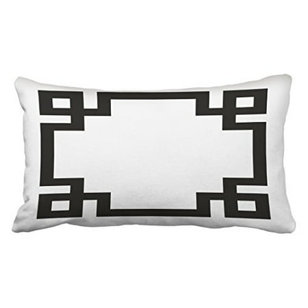 Winhome Decorative Decors Black And White Greek Key Border Throw