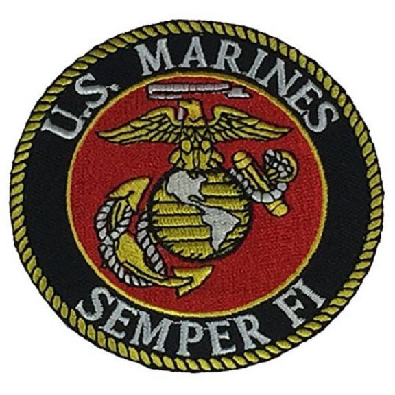 MARINE CORPS SEMPER FI with EAGLE, GLOBE AND ANCHOR Round Patch - Vivid Colors - Veteran Owned Business.