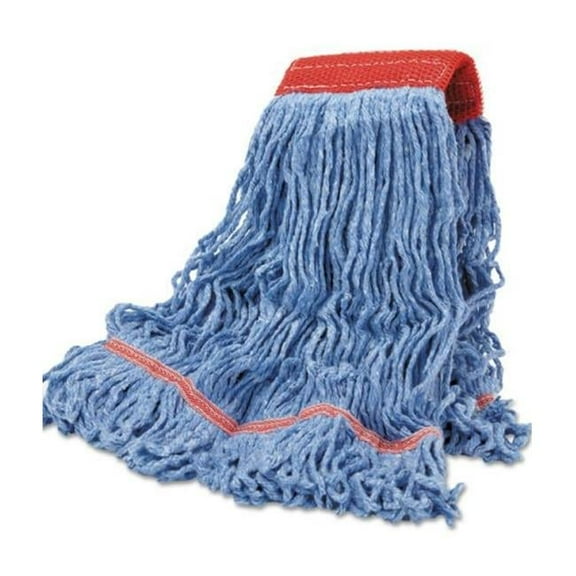 Cotton & Synthetic Looped End Wideband Cotton Mop Heads - Blue - Large - 12 Per Carton