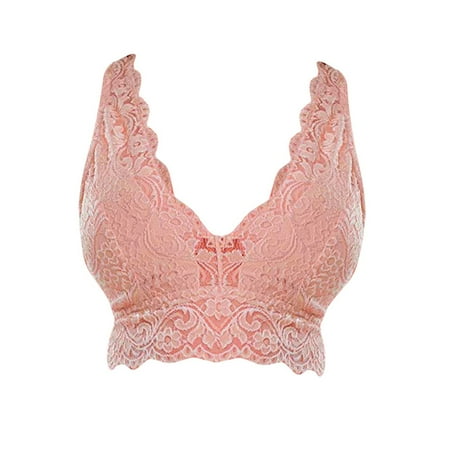 

Gaiseeis Fashion New Sexy Women Bra Lace Deep V Bralette Wireless Underwear Lingerie Beige XL
