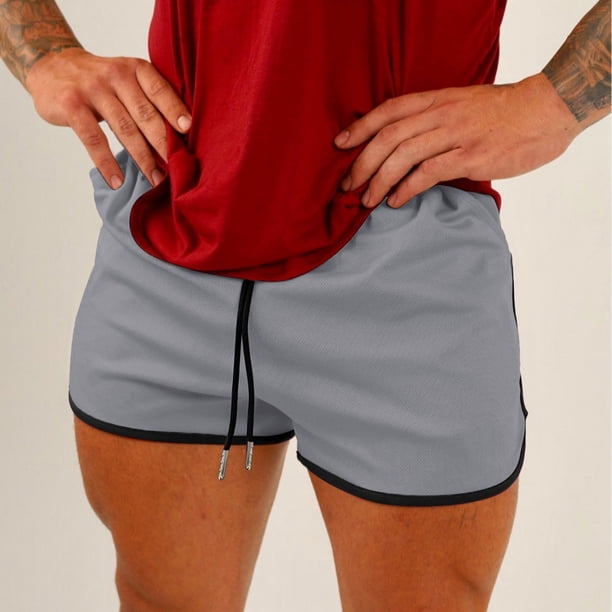 pstuiky Pantalones cortos para hombre, Pantalones cortos de fitness para hombre, de color liso, con bolsillos y vendaje para correr, culturismo y entrenamiento Pantalones cortos de golf