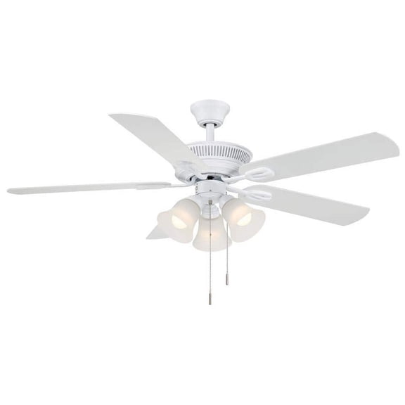 Glendale III 52 in. LED Indoor White Ceiling Fan with Light and Pull Chains
