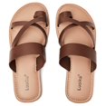 thumbnail image 1 of Sandalias planas Luoika para mujer, ancho ancho, color marrón, 12 x W, 1 of 9