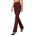 thumbnail image 5 of Oiangi Women's Flare Leg Dress Pants High Waist Stretch Work Slacks Fall Casual Business Office Trousers with Pockets Wine M, 5 of 9