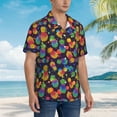 thumbnail image 3 of Balery Colorful Pineapples1 Camisas hawaianas de manga corta para hombre, camisas playeras de corte holgado, camisas de vacaciones con botones,3X-Large, 3 of 7