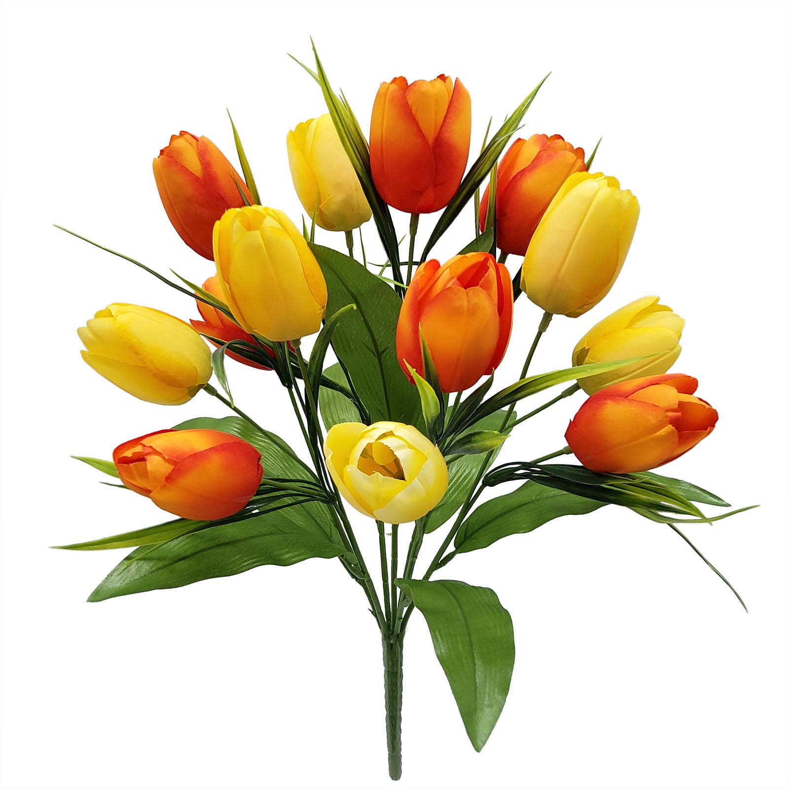 Mainstays 16" Artificial Floral Bush, Tulip Flower, Orange and Yellow Colors