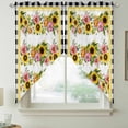 thumbnail image 2 of Sunflower Swag Curtains for Kitchen/Bedroom/Living Room, Pink Yellow Floral Elegant Pastoral Botanical Scalloped Curtains 63 Inch Long, Window Swag Topper Curtains Valances 2 Panels Set 36"x63", 2 of 8