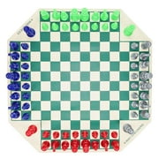 WE Games Four Player Chess Set - Roll Up Vinyl Chess Board with 4 Chess Pieces Sets in Unique Colors, 4 Player Game