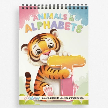 NETHOUSE Animals & Alphabets Coloring Book For Adults Relaxation & Stress Relief 30 Coloring Pages of Cute Animals Alphabet Letters Fun Learning Designs and Educational Animal Themes