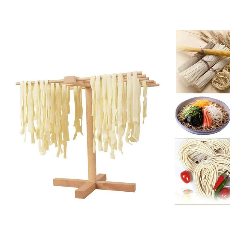 8SOM Bamboo Pasta Drying Rack with Transfer Wand and 12 Bars, Easy to  Transfer for Drying Pasta and Cooking, Special Suspension Design for Large