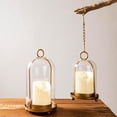 thumbnail image 5 of Werulen 2Pcs Glass Cloche Candle Holders, Vintage Jar Display with Hanging Hooks, Decorative Glass Dome for Candles, Elegant Wedding Table Centerpiece, Rustic Candle Decor Set, 5 of 9