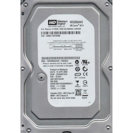 WD3200AAKS-00B3A0, DCM DHNNNT2CA, Western Digital 320GB SATA 3.5 Hard Drive