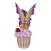 Ebros Colorful Amy Brown Pink Cherry Cupcake Fairy Statue Sweet Tooth Collection